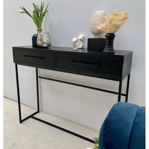 COMA - console with black veneer drawers, chest of drawers with drawers, console, dressing table, black veneer, room, narrow console