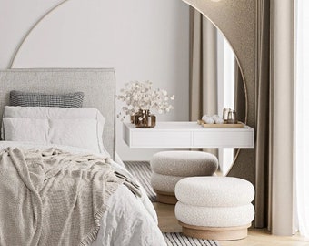 Coiffeuse suspendue MILEY – meuble moderne avec tiroirs, MDF blanc mat, console minimaliste pour chambre et couloir ÉTROIT