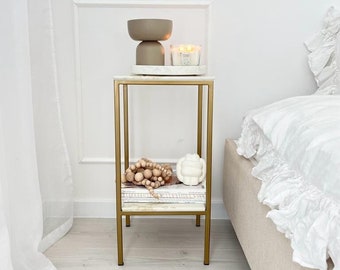 Lovis Calacatta gold- gold table with a shelf, side table, bedside table, bedroom table