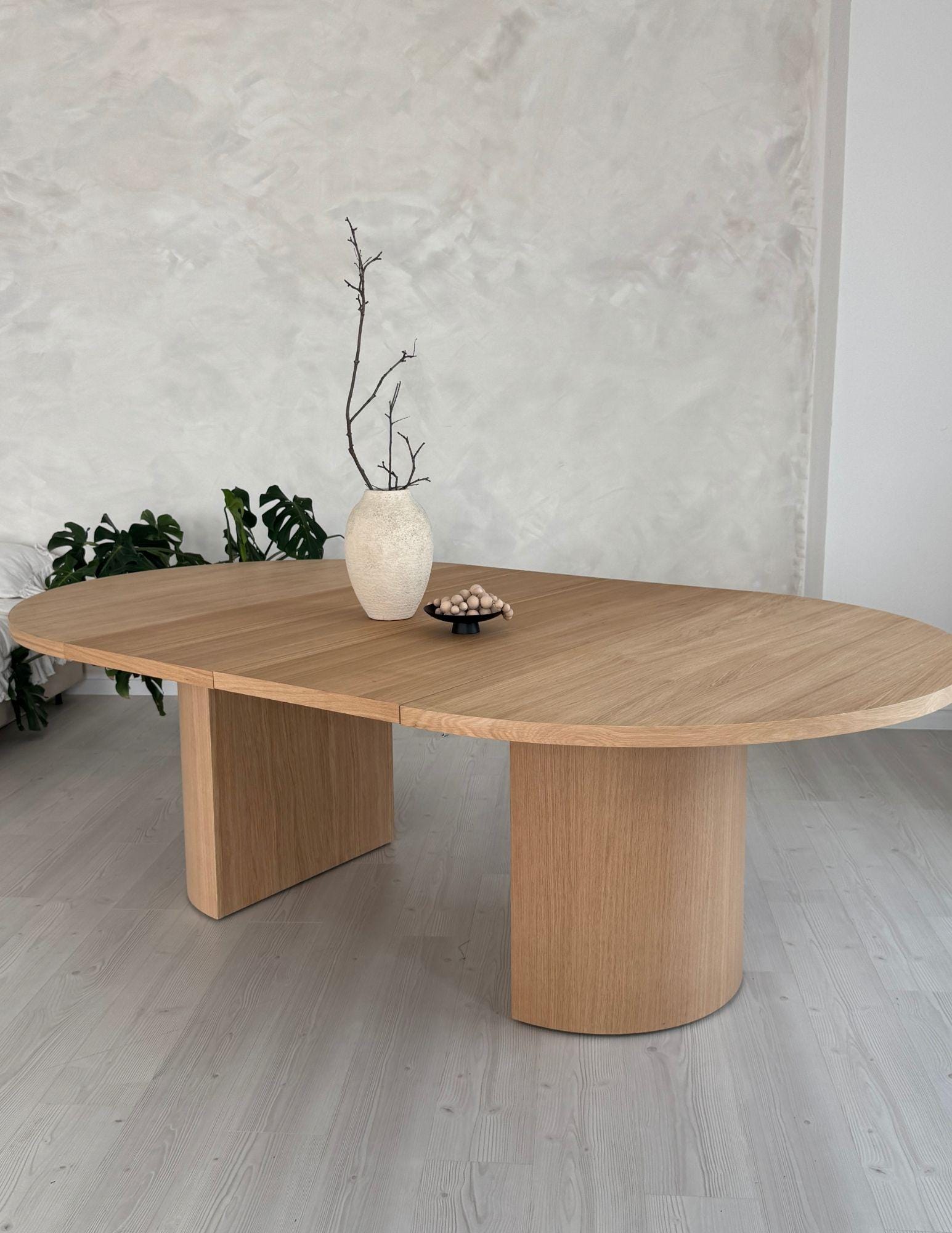 Table ronde extensible LONDON en chêne - table de salle à manger extensible, table en bois pour le salon, tables de salle à manger extensibles moderne