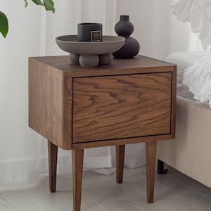 LUSSO - wooden bedside table 45 cm, bedside table, side table, natural oak, bedside table for the bedroom, narrow bedside table with drawer