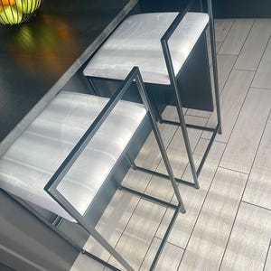 Modern bar stool with upholstered seat, black velvet stool, kitchen island chair, loft bar stool, high counter chair image 4