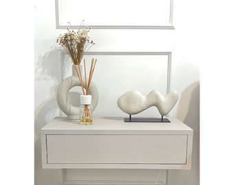 Miley mdf- hanging cabinet with a drawer, bedside table white, matte, living room, room, bedroom