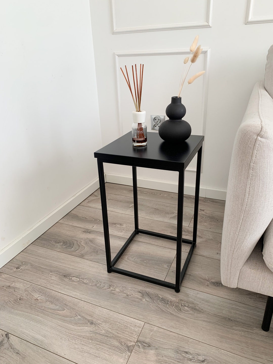 AURORA II Bedside Table With a Matte Top, Black Table, Side Table