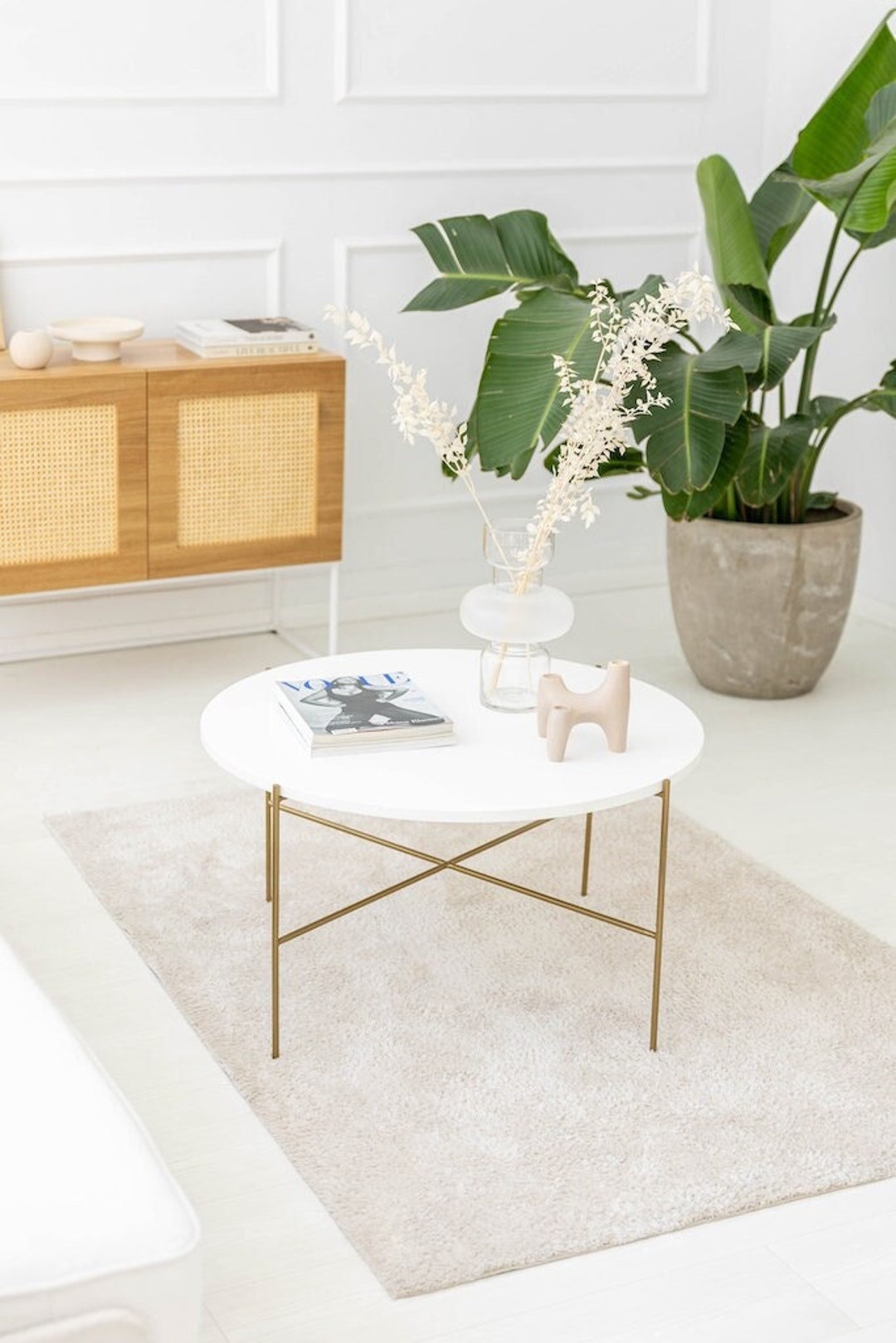 Eunice Round Coffee Table, Gold Legs, Coffee Table, Room Table, Living