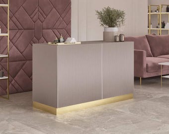 Mostrador de recepción de cachemir acanalado para salón de belleza, mostrador moderno de cosmética o peluquería, elegante mostrador de recepción para salón, mobiliario de alta gama