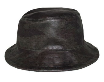 Chapeau Bob mixte, Homme, Femme, Ado en cuir végétal Camouflage