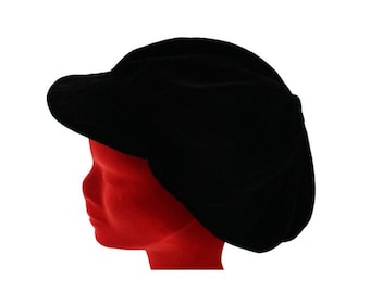 Casquette Gavroche / Huit Pans / Velours ras Noir