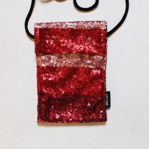 Pochette / Petit sac bandoulière à Sequins brillants rouge et rose pour emporter l'essentiel, liseuse