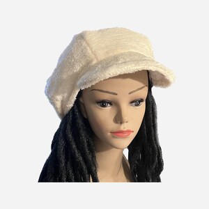 Rasta cap in ecru and beige fur - special dreadlocks
