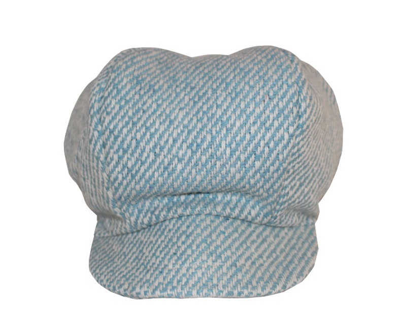 Gavroche cap chevron rolling sky blue and ecru