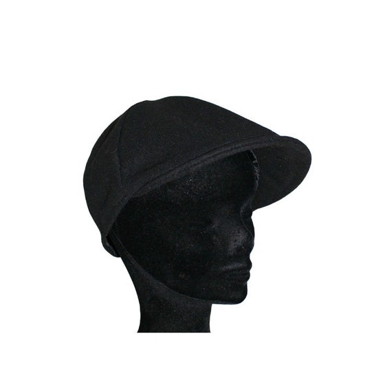 Béret Homme Noir, Casquette Plate en drap de Laine, pure Laine