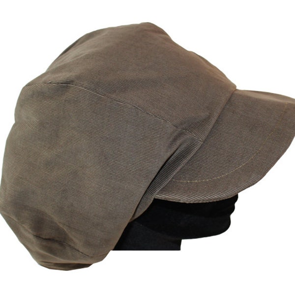 Rasta Cap in Fine Khaki Milleraies Velvet Canvas - Dreadlocks Special!