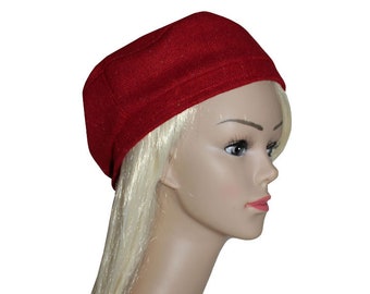 Damen Beret Baskenmütze Wollmischung Rot - Klassische Baskenmütze Für Herbst Winter Pariser Style
