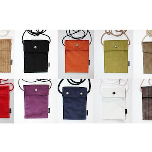Pochettes, Petits sacs bandoulière en Velours, Dix couleurs au choix Beige, Noir, Rouge, Prune, Ecru, Marron, Marine, Roux, Kaki