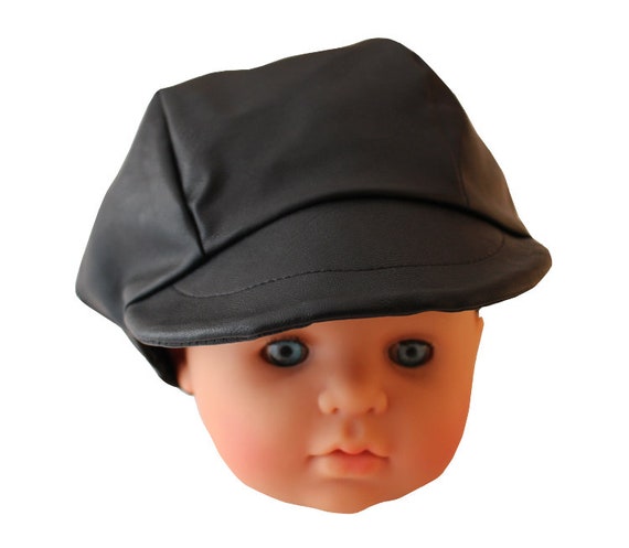 Casquette Style Gavroche Enfant Bebe En Simili Cuir Noir Etsy