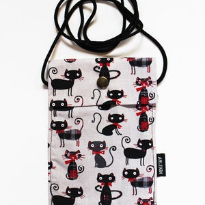 Pochette / Petit sac bandoulière en tissu imprimé Chats pour emporter l'essentiel ou une liseuse