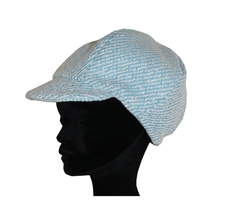 Gavroche cap chevron rolling sky blue and ecru