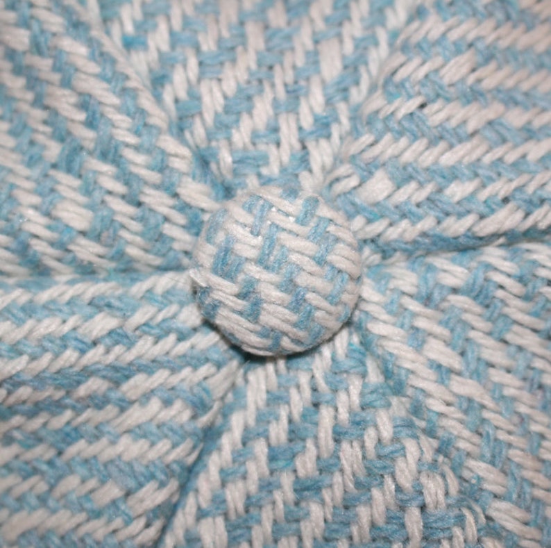 Gavroche cap chevron rolling sky blue and ecru