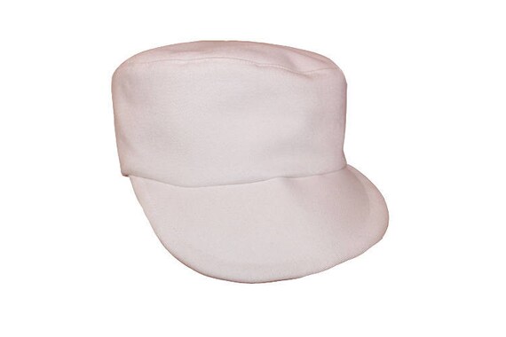 Cuban Style Army White Cotton Cap 