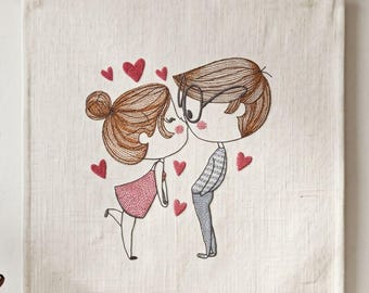 Love Embroidery Design | Romantic Couple | Machine Embroidery File