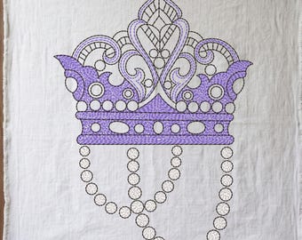 Princess Crown Machine Embroidery Design | Pearl Tiara | Digital File