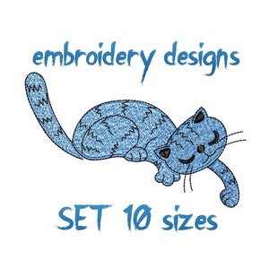 Embroidery Design Cute Kitten | Baby Embroidery Designs Set | Machine Embroidery File in 10 Sizes