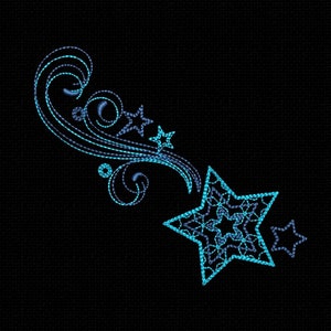 Embroidery Designs Neon Stars Embroidery Design Swirls Digital Embroidery File
