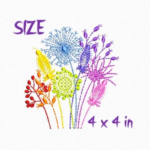 Embroidery Design Flower Rainbow Machine Embroidery Pattern Digital Files 4x4 hoop