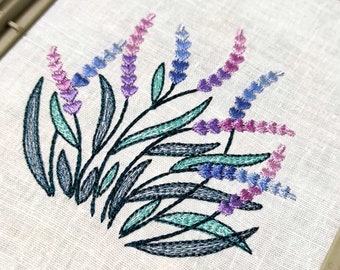 Lavender Flowers Embroidery Design | Cottage Garden | Meadow Machine Embroidery