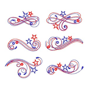 Embroidery Designs Stars Swirls Curls Set Embroidery File INSTANT DOWNLOAD