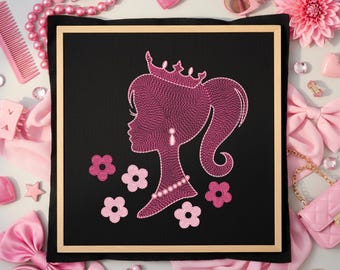 Digital Machine Embroidery Design Princess Girl Profile | 5x7 Hoop | PES DST JEF VP3
