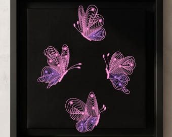 Butterfly Embroidery Design | Swirl Line Art | 4x4 Machine Embroidery
