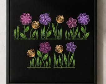 Spring Flowers Embroidery Set | Flower Border | Small Machine Embroidery