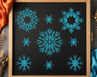 Snowflake Machine Embroidery Set | Winter Star Digital Patterns | Instant Download 5 Designs