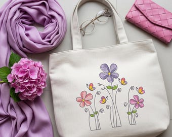 Whimsical Floral Butterfly Set | Machine Embroidery Designs | 3 Items | Instant Download | 5x7 Hoop