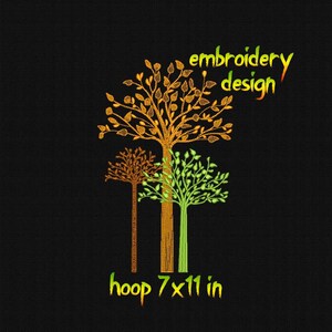 Forest Tree Machine Embroidery Set | Woodland Nature Digital File | Tree Motif Design