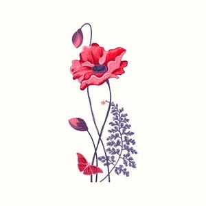Poppies Floral Embroidery Design Flowers Poppy Digital Embroidery File