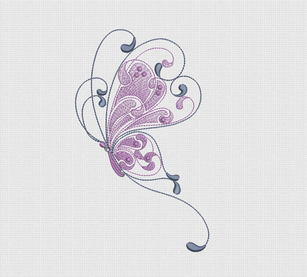 Butterfly Swirl Machine Embroidery Pattern | Elegant Decorative Stitch ...