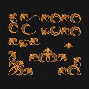 Swirls Curls Embroidery Design Borders Set (Digital Files)