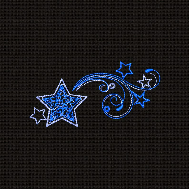 Machine Embroidery Design Swirls Stars 5x7 in INSTANT DOWNLOAD Etsy
