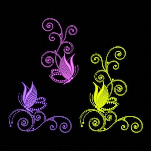 Neon Embroidery Design Butterfly Rainbow Machine Embroidery Pattern Digital Files