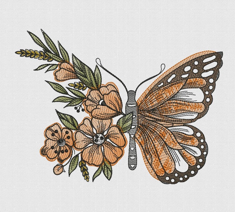 Embroidery design butterfly embroidery designs flowers  etsy Embroidery design butterfly embroidery designs flowers  etsy