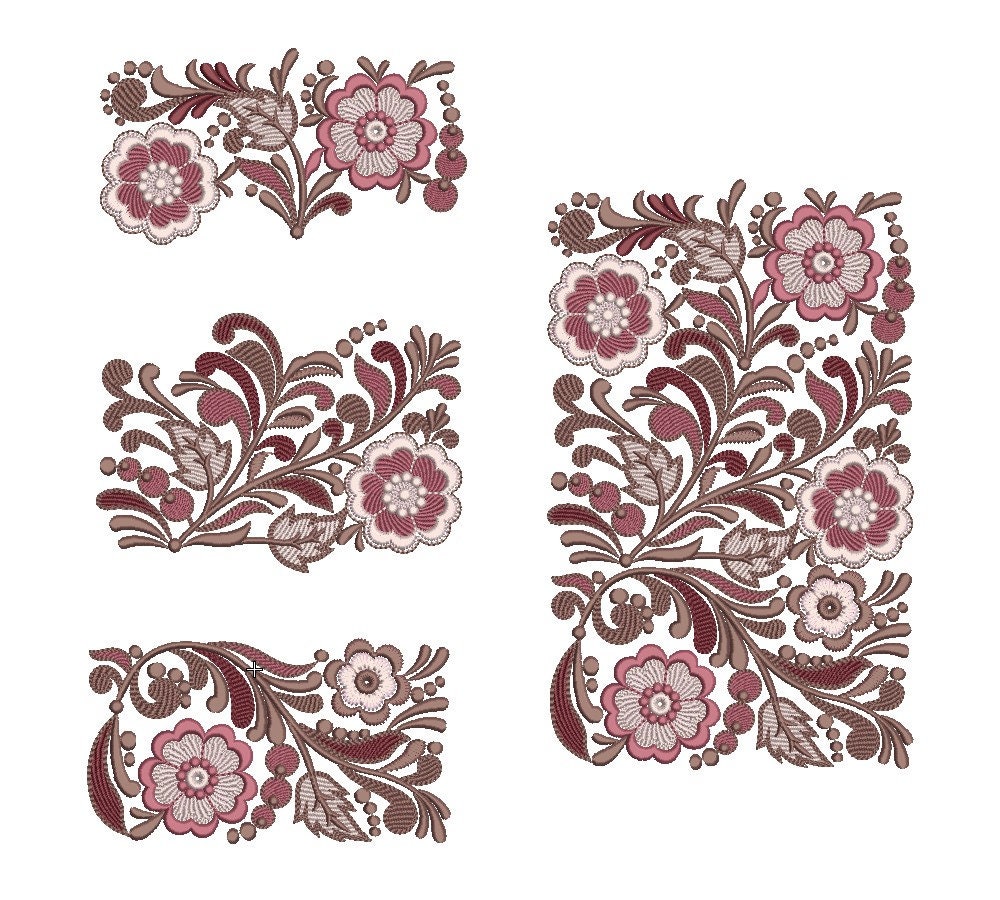 Machine embroidery designs floral border 7x12 5x7 three  etsy Machine embroidery designs floral border 7x12 5x7 three  etsy