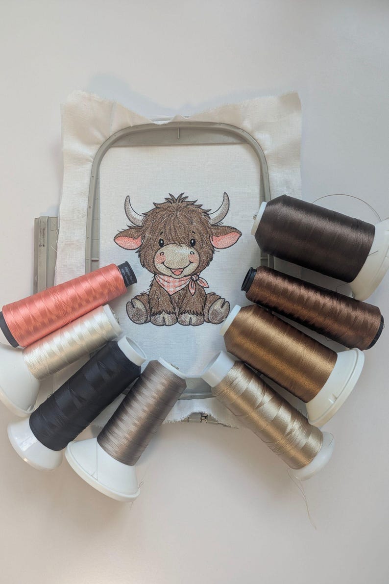 Cow Thread Highland Cow Embroidery Design | Baby Farm Animal | Machine Embroidery ...