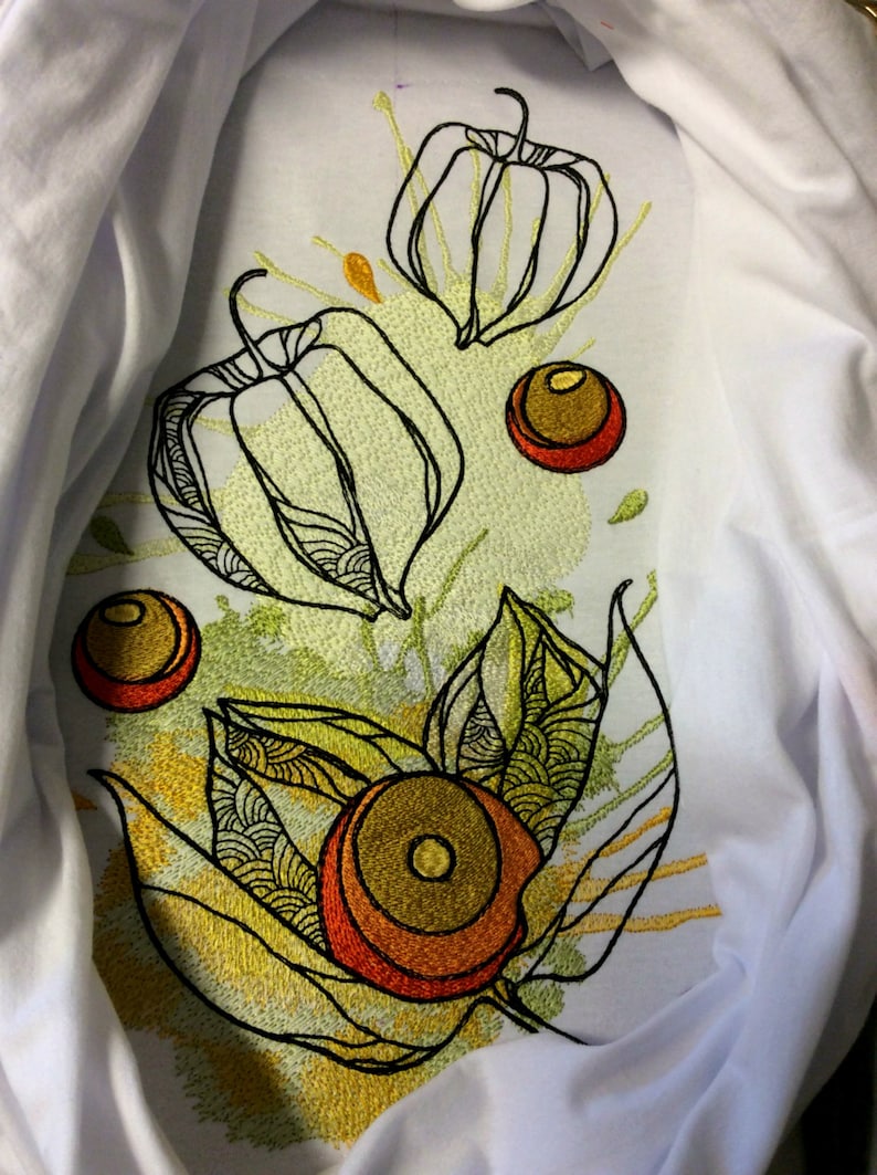 Floral Physalis machine design INSTANT DOWNLOAD Embroidery Design Watercolor Physalis 8x13 in Flower embroidery designs Physalis