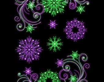 Snowflake Winter Swirl Machine Embroidery Bundle | 5x7 Hoop Digital Download