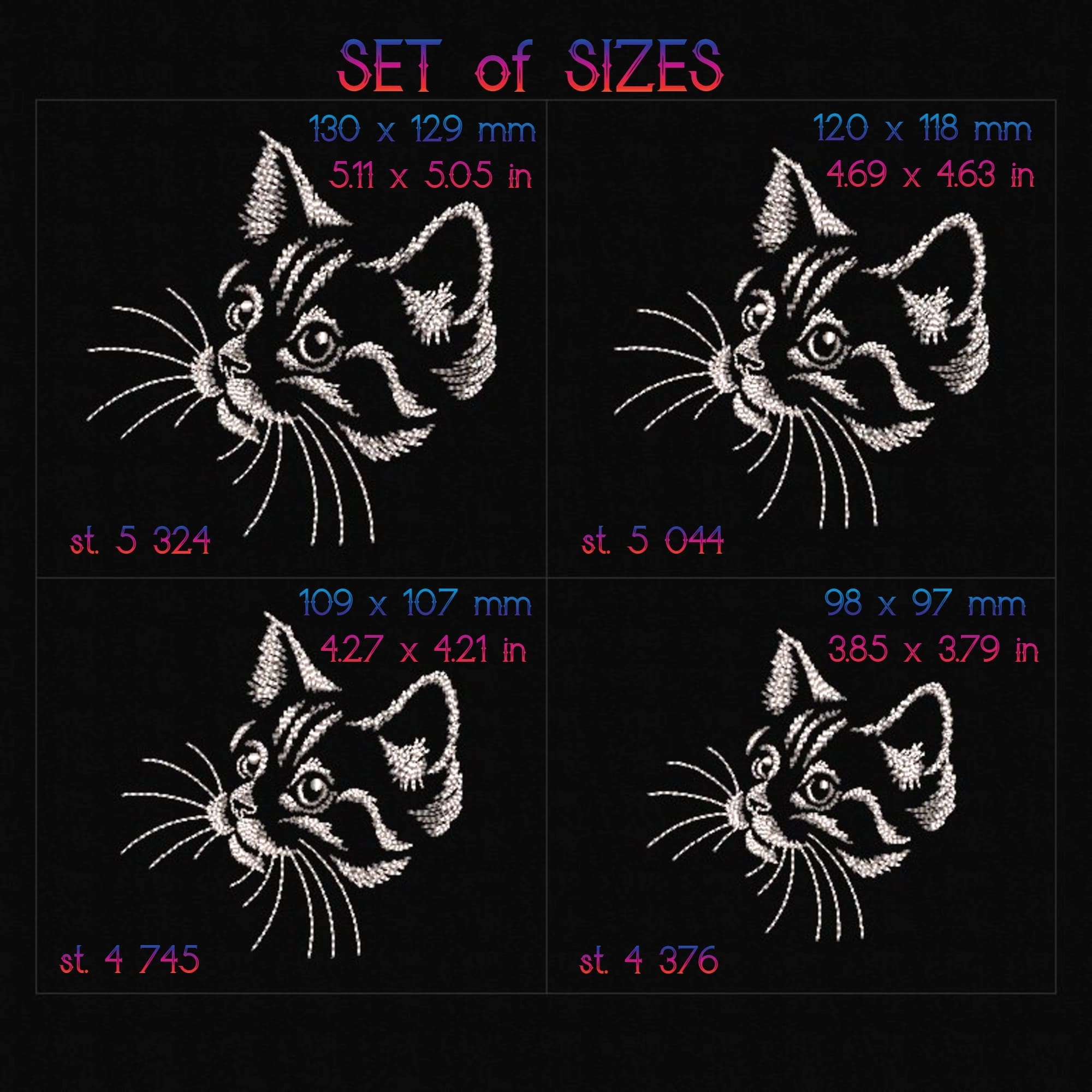 Cat Embroidery Design Animals Embroidery Designs Etsy
