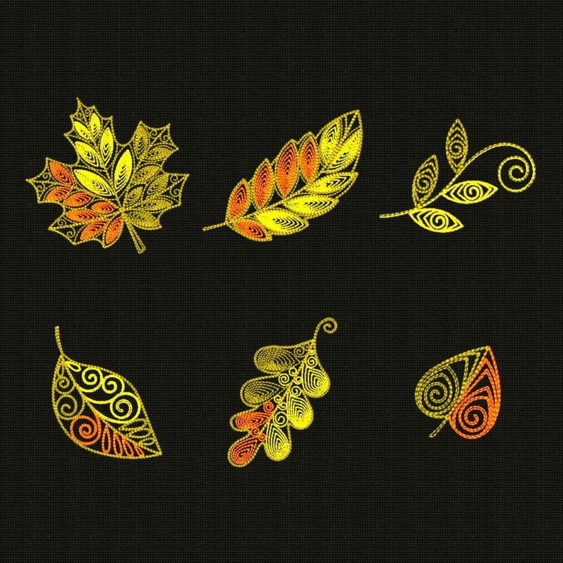 Autumn Leaf Embroidery Design Fall Season Machine Pattern 4x4 Hoop Size ...