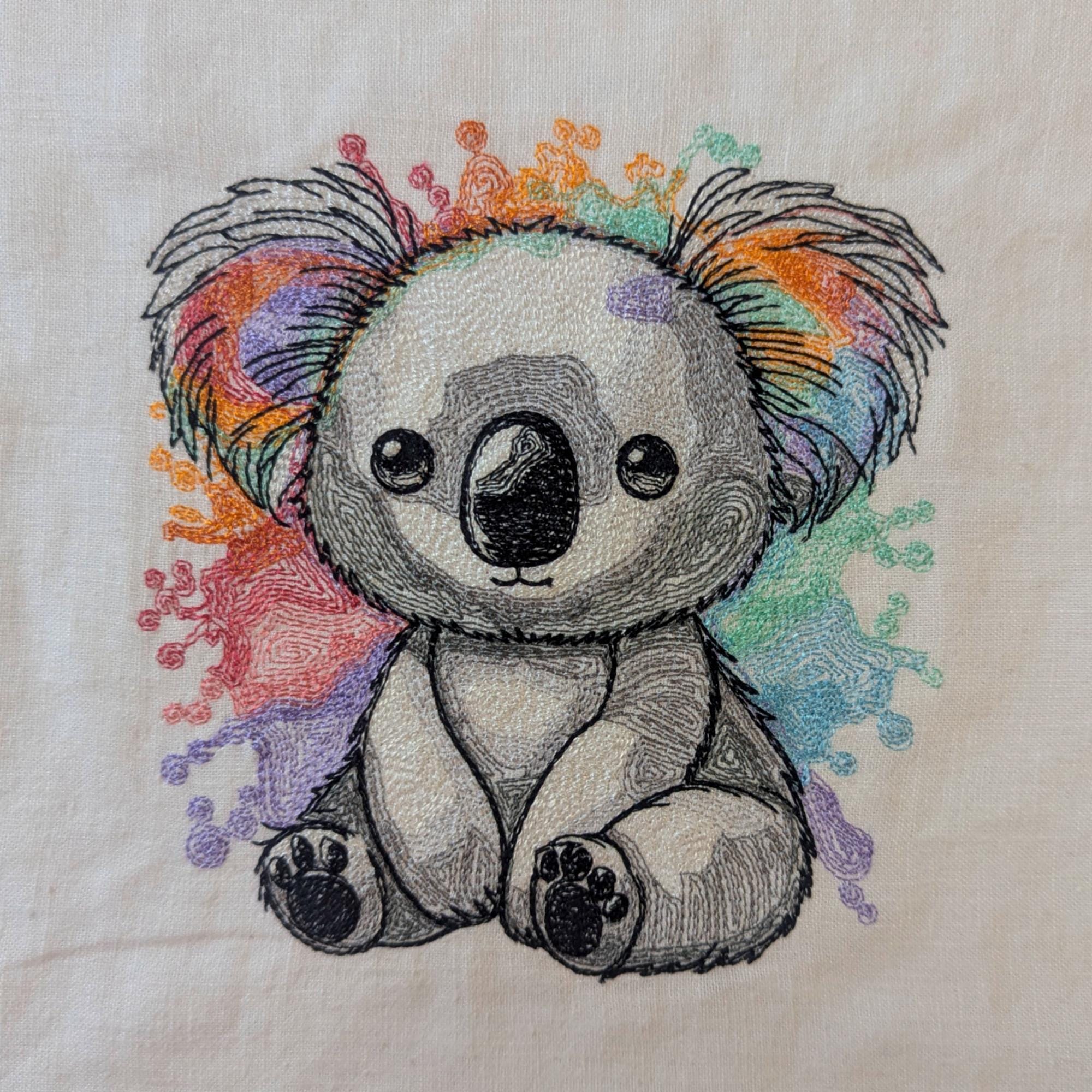 コアラの刺繍デザイン 4x4 フープ | レインボーアニマルスケッチ